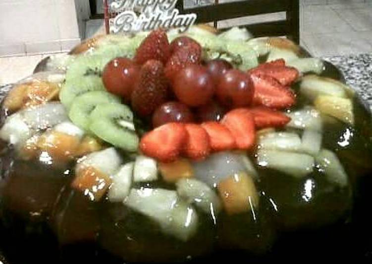 Cara menyajikan Fruit Puding with Fla  yang Enak Banget