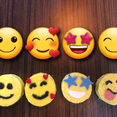 A picture of Emoji mini cakes (eggless).