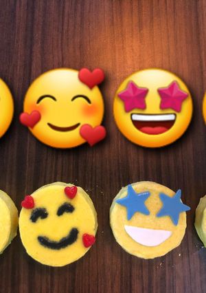 A picture of Emoji mini cakes (eggless).