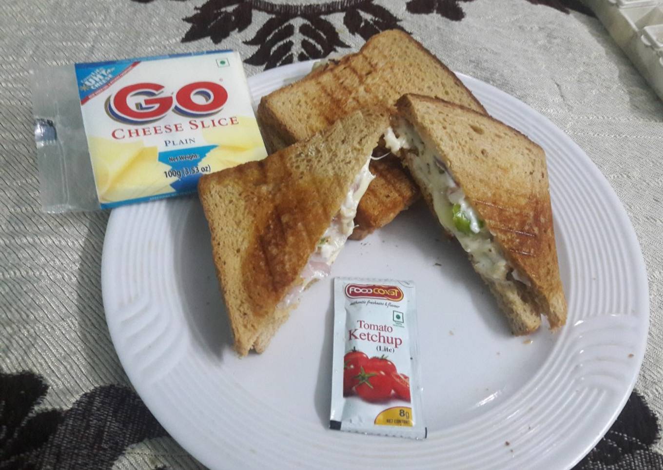 Veg Cheese Mayo Sandwich with leftover Salad