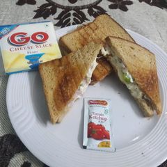 Veg Cheese Mayo Sandwich with leftover Salad A picture of Veg Cheese Mayo Sandwich with leftover Salad.