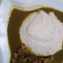 A picture of Tuwon masara and dried okra soup.