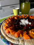 Pancake con frutta e cocco 🍑🥥🫐