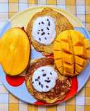 Hotcakes de mango y avena 🥞 🥭🥣 sin azúcar agregado, sin edulcorante, sin harina 🤤 sin balanza