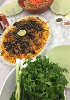 صورة لوصفة بلطي مشوي عالفحم مع رز بالزعفران