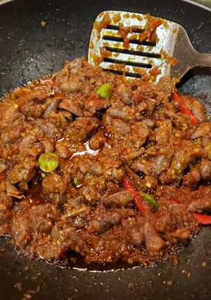 A picture of Spicy Chicken Heart / Sambal Jantung Ayam.