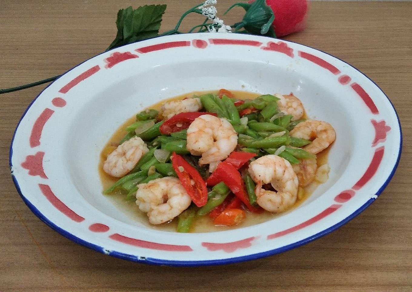 Tumis buncis udang pedas