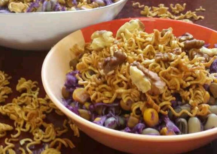 Steps to Make Super Quick Homemade Maggi and Purple Cabbage Crunchy Salad