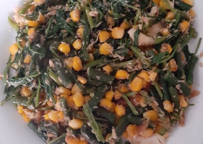 Ternyata ini loh! Cara  membuat Urap Kangkung,kacang panjang dan jagung manis yang sesuai selera