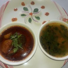 A picture of Methi dal and mix sabji.