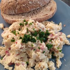 Scrambled egg & bacon A picture of Scrambled egg & bacon.