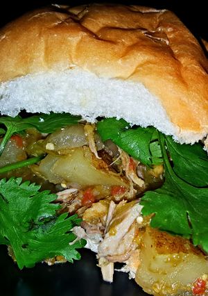 A picture of Mike's [2 Way] Green Chile Pulled Pork Sandwiches & Stew.