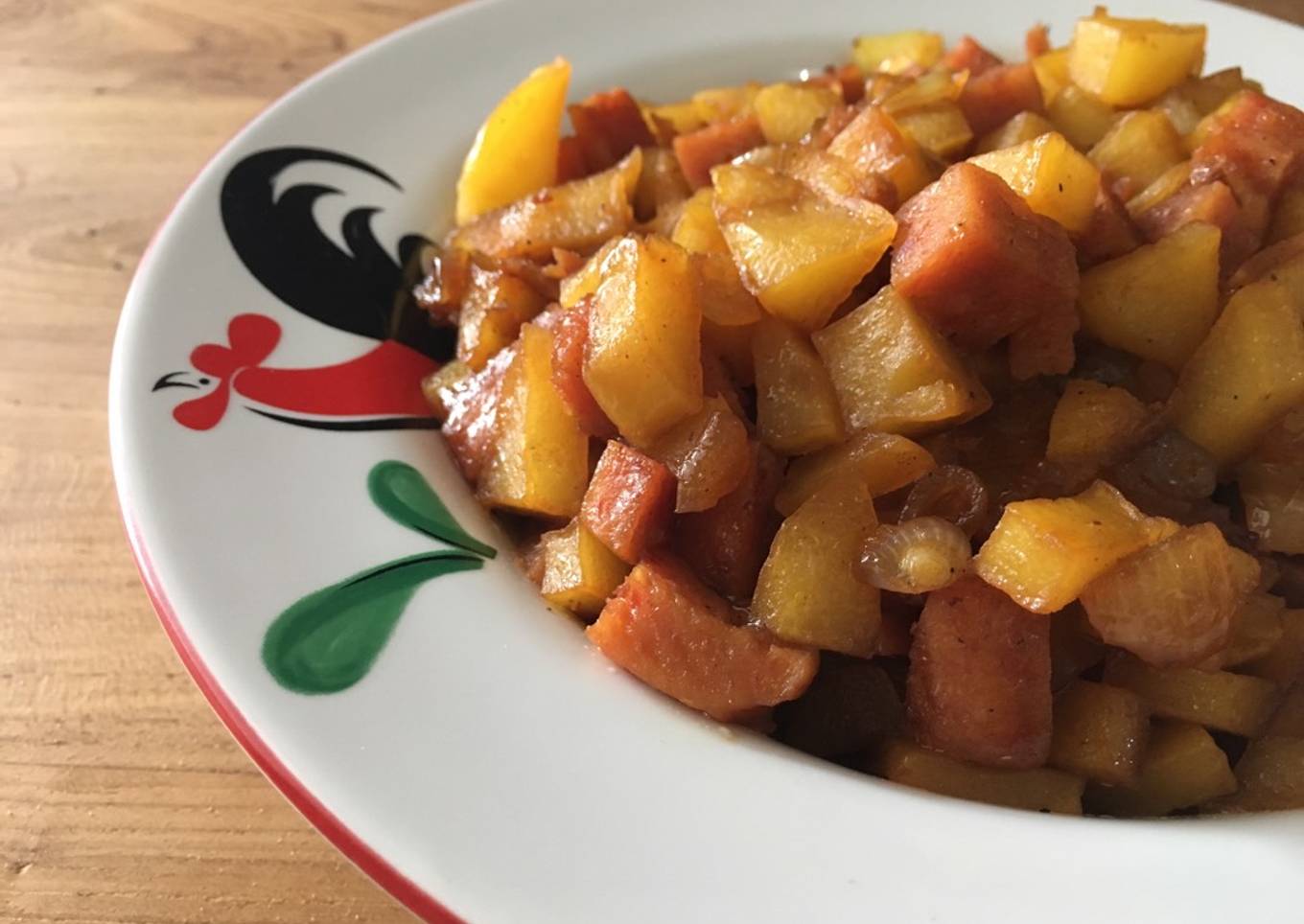 Tumis kentang daging maling dengan ketumbar