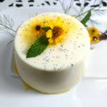 Panacotta with passion fruit syrup