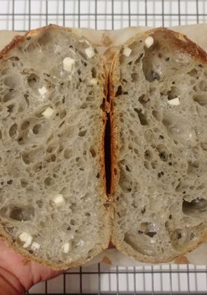 Foto resep Moringa Jinten Hitam Italian Herbs Cheese Sourdough Bread (Oven Tangkring)