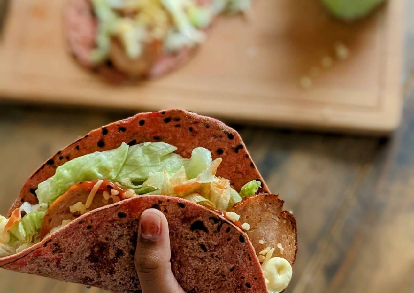 Chicken Tacos with Beetroot Paratha