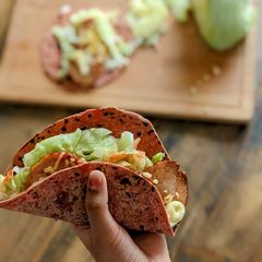Chicken Tacos with Beetroot Paratha A picture of Chicken Tacos with Beetroot Paratha.
