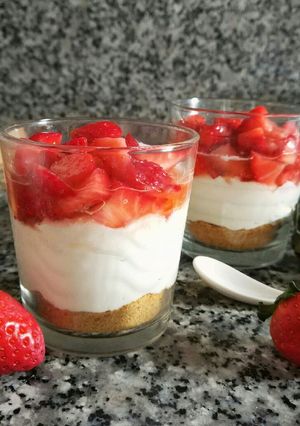 Una foto de Vaso de tarta de queso