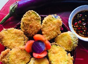 Hình của món Cà tím lăn bột xù chiên  (chay) 🍆🍆🍆.