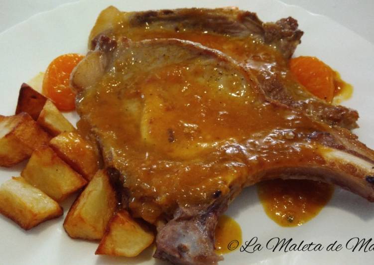 Chuletas en salsa de mandarina