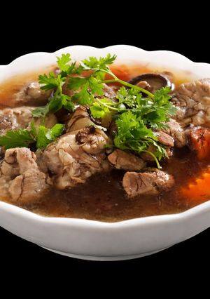 Hình của món SP.0170 - Giò Heo Nấu Nấm Đông Cô & Tóc Tiên.