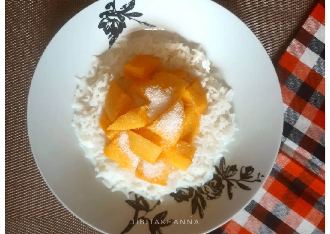 Aam Dudh Bhaat (Rice with Mango and milk)