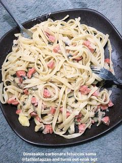 Foto resep Fetuccini Carbonara without Cream Cooking