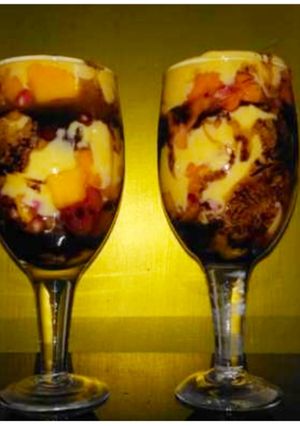 A picture of Double chocolate fruity mousse.