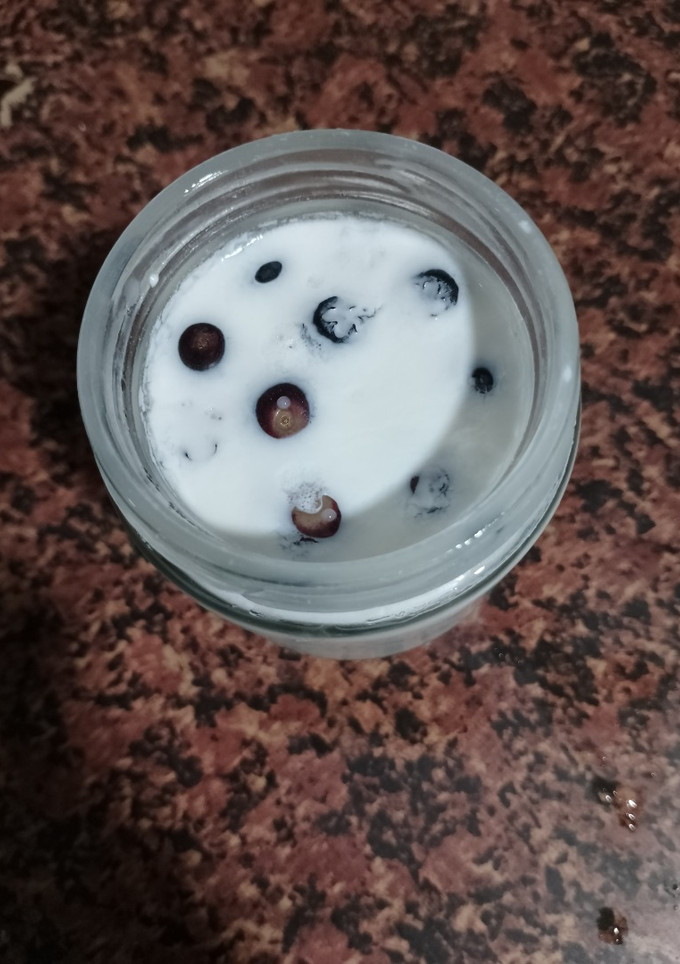 Una foto de Yogures caseros de piña y arándanos