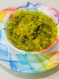 A picture of Moong dal palak leaves sabji.