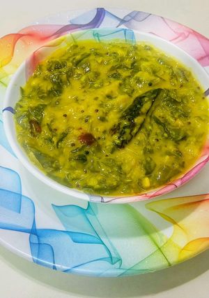 A picture of Moong dal palak leaves sabji.