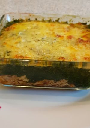 Une photo de Gratin de saumon et épinards