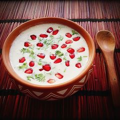 Pomegranate raita A picture of Pomegranate raita.