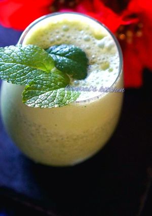 A picture of Mint masala chaas / lassi.