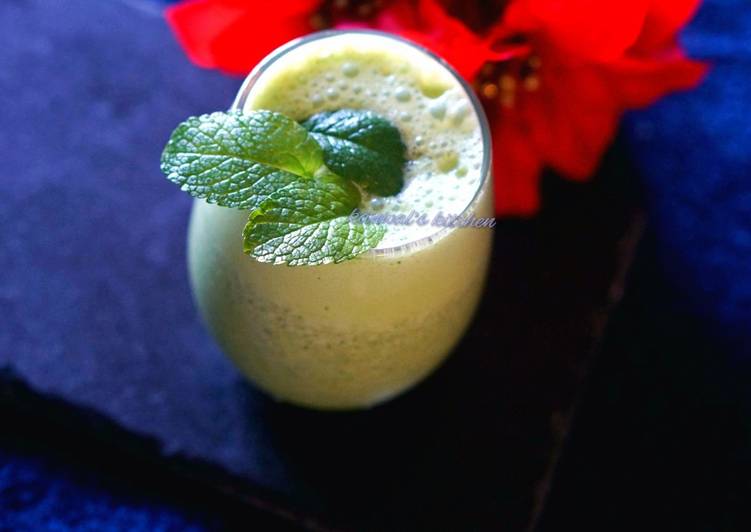 Steps to Make Award-winning Mint masala chaas / lassi