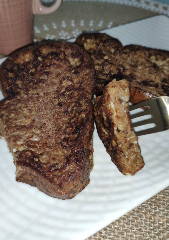 Una foto de Torrijas de avellanas sin gluten, ni lactosa ni azúcar