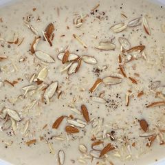 A picture of Gobindobhog Rice Sesame seeds Jaggery Kheer.