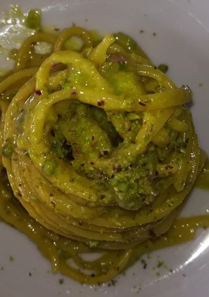 A picture of Inside the Box - Truffle Fettuccine with Pistachio and Saffron Pesto.