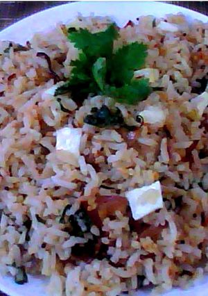 A picture of Palak Paneer Pulao.