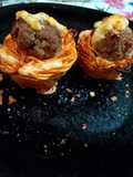 Cup cake di spaghetti e polpette di carne