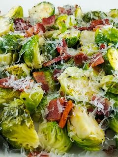 A picture of Parmesan Bacon Brussels Sprouts.