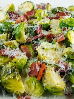A picture of Parmesan Bacon Brussels Sprouts.