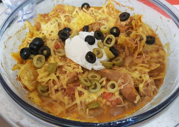 Steps to Prepare Any-night-of-the-week My Hot Chicken Tortilla Casserole 😗