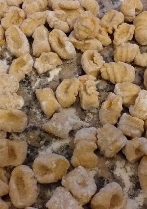 Una foto de Ñoquis de papas y calabaza con harina integral
