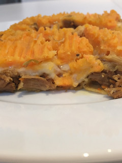 Una foto de Pastel de carne con boniatos de sobras del cocido