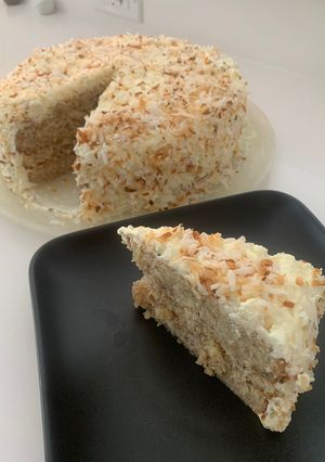 A picture of Coconut Pecan Cake.