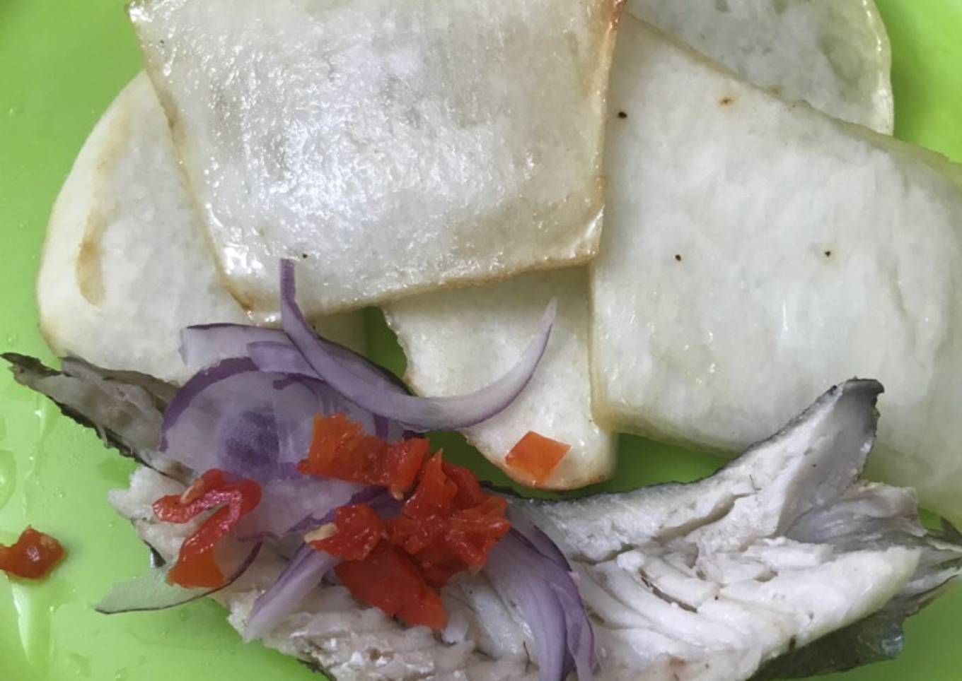 Seasoned fried yam and smoke fish