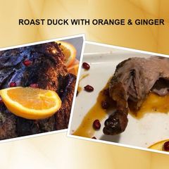 A picture of Roast duck with orange & ginger.