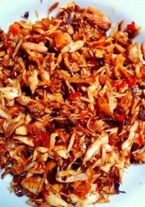 Foto resep Ikan cakalang suwir manado pampis tongkol pedas enak wangi