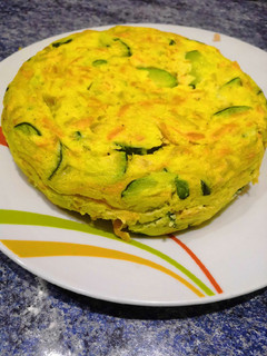 Una foto de Pastel de verduras en el microondas. Sin lactosa